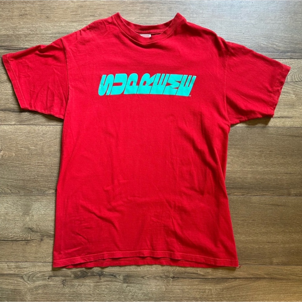Supreme Red Tee with Blue Graphic
